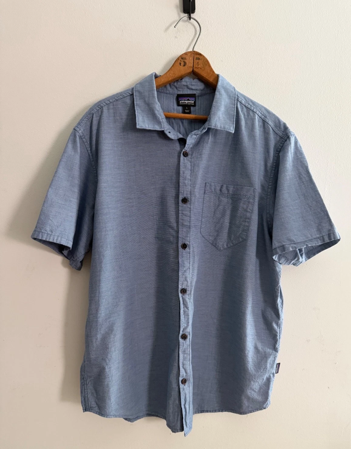 Patagonia Men's Slub Poplin Shirt Size L Blue Organic Cotton Gorpcore Summer