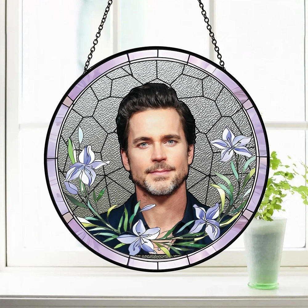 Matt Bomer Stained Glass Suncatcher for Home Window Decoration