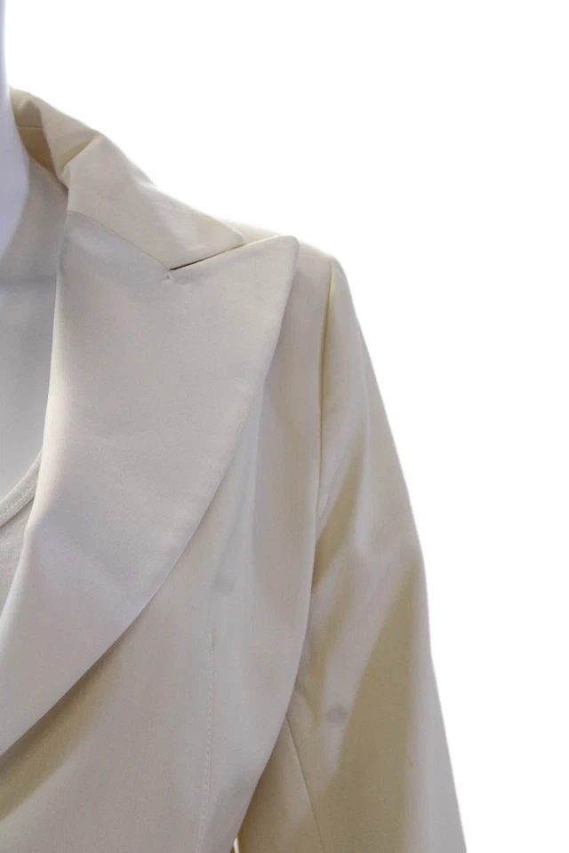 Blazer Patrizia Pepe para mujer de un solo botón solapa ancha blanco lana talla 44 EUR Foto 2 de 4