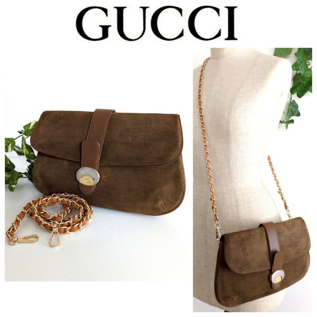 Vintage Gucci Leather Dual Chain Bag for Women & Men