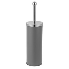 Toilet Brush With Holder Grey Matt Finish Dense Firm Bristles Round 