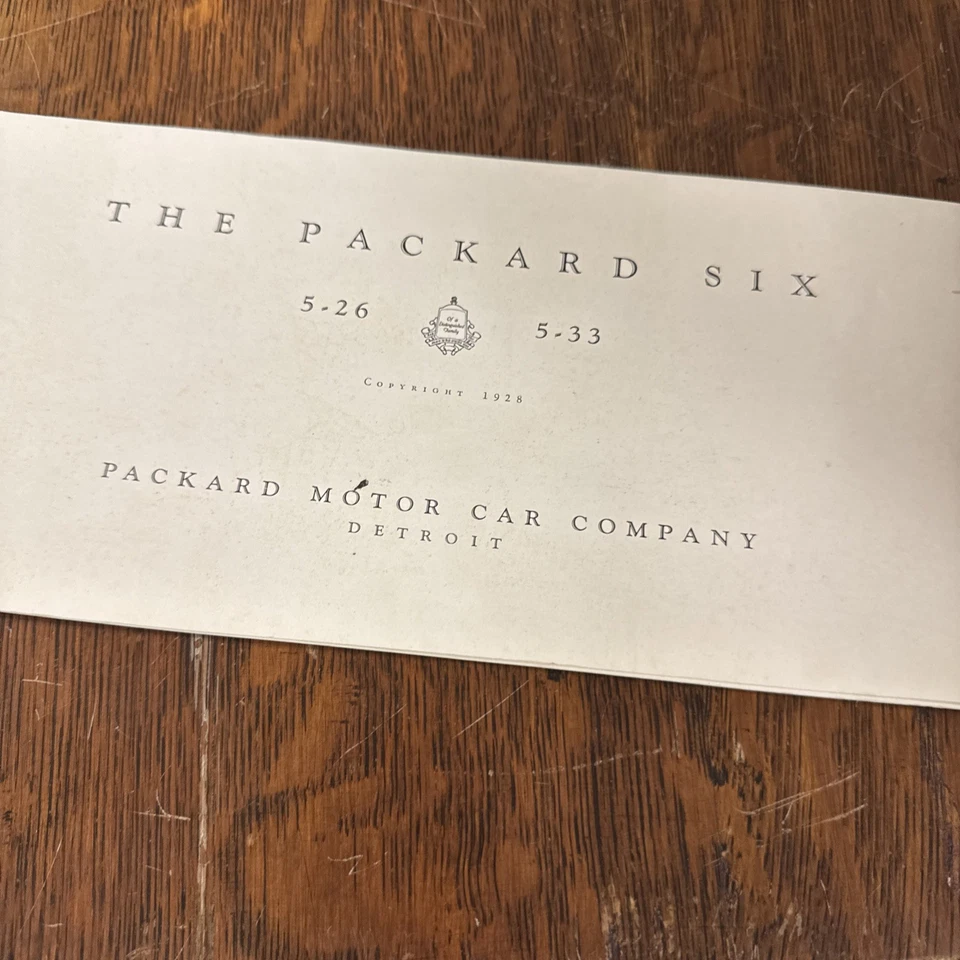 Folleto de coche The Packard Six 5-26 5-33 11x5,5 extremadamente raro Foto 2 de 4