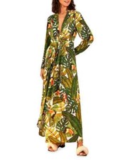 Farm Rio Tropical Toucan Print Maxi Dress Small NWT Long Sleeve V Neck Bird