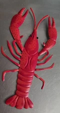14" Thin Metal Crawfish Wall Art Sculpture Lobster Large Hanging Boiled Seafood