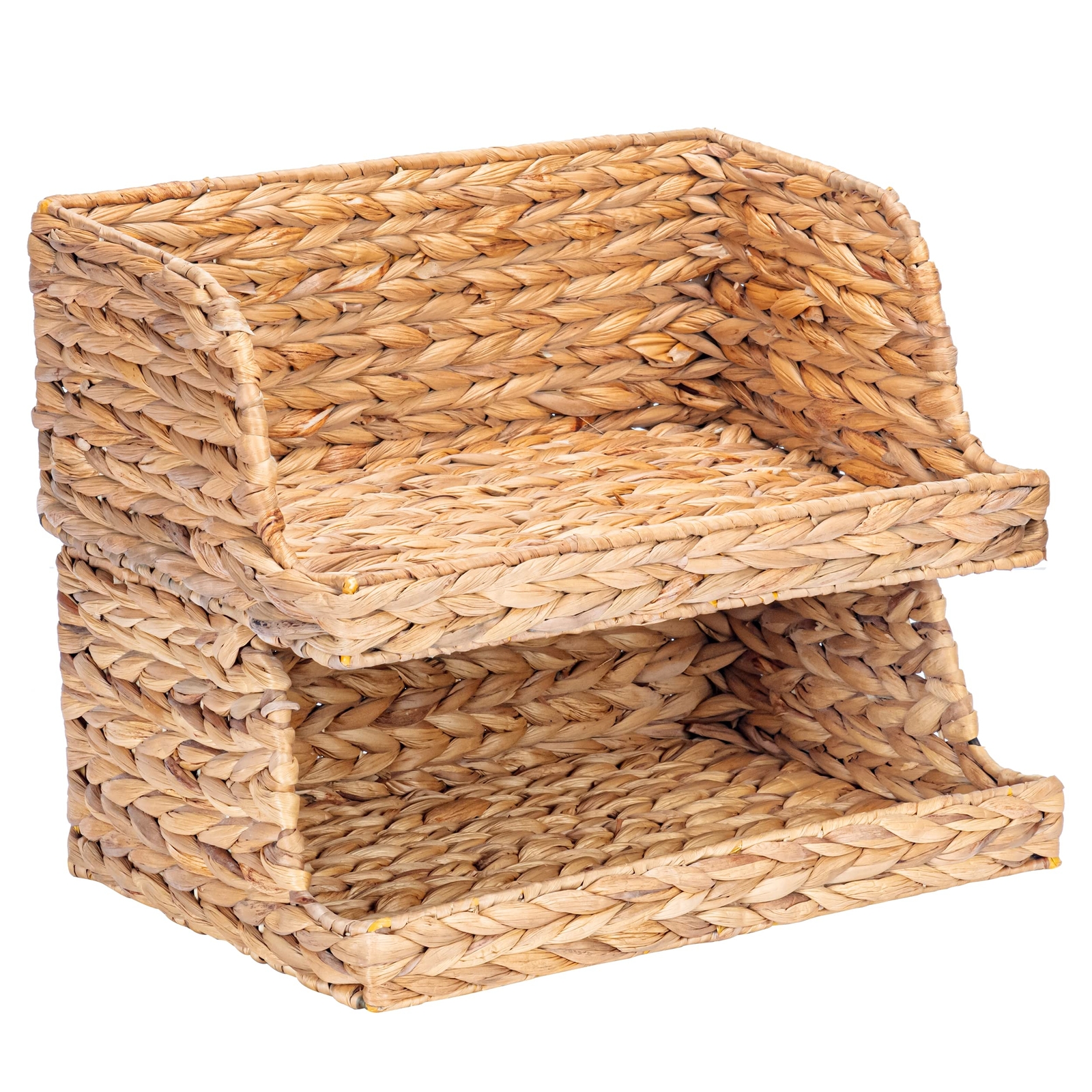 VATIMA Large Open-Front Water Hyacinth Basket for Kitchen Storage