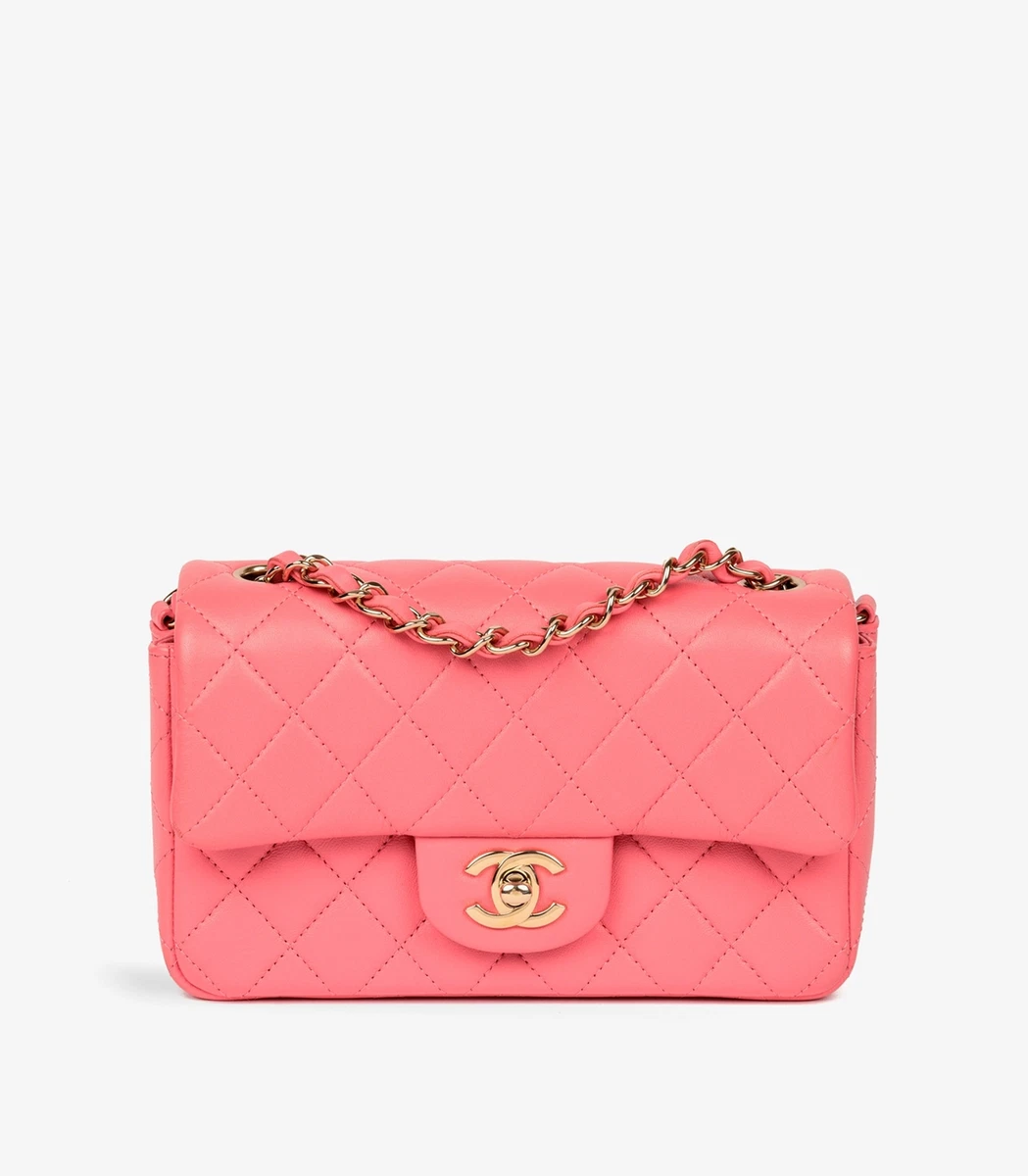 Chanel Pink Quilted Lambskin Rectangular Mini Flap Bag