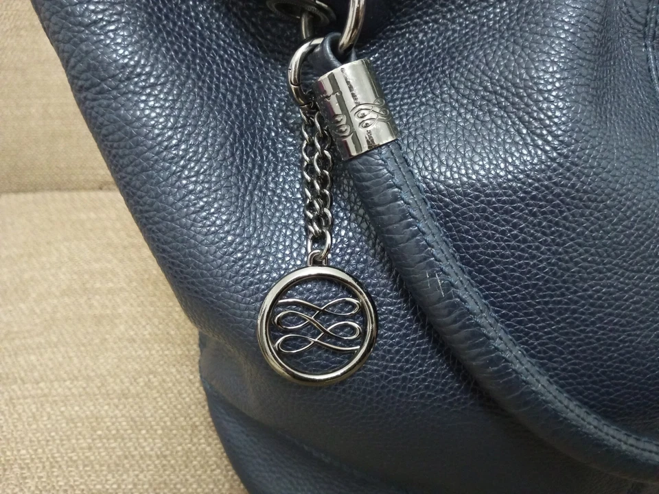 Lancel Paris 1876 法国风格手提包皮革蓝色双人手提包 — 第 3/4 张图片