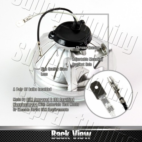 Universal Round Chrome Housing Clear Glass Lens Fog Light Lamp Set (4'') - Picture 3 of 5
