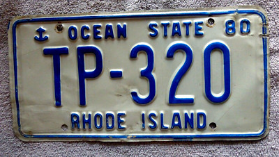 Vintage 1980 Rhode Island Ocean State License Plate TP 320 man cave ...