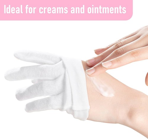 Guanti dermatologici in cotone per eczema lozione idratante mani secche, sonno e spa - Foto 5 di 6