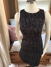 Ann Taylor Loft Gray Black Textured Brocade Sheath Dress 2 Petite Excellent