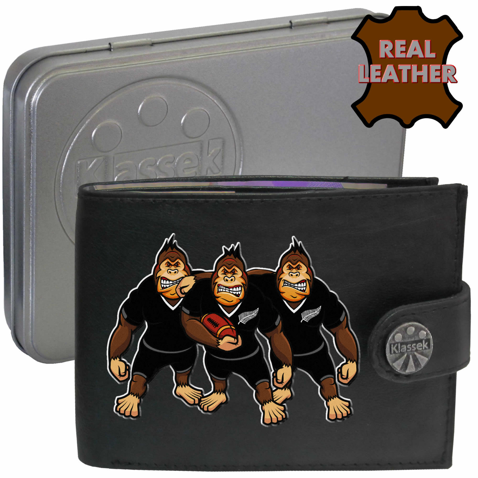 New Zealand Wallet Rugby All Blacks Union Soft Genuine Leather Men's Gift RFID
