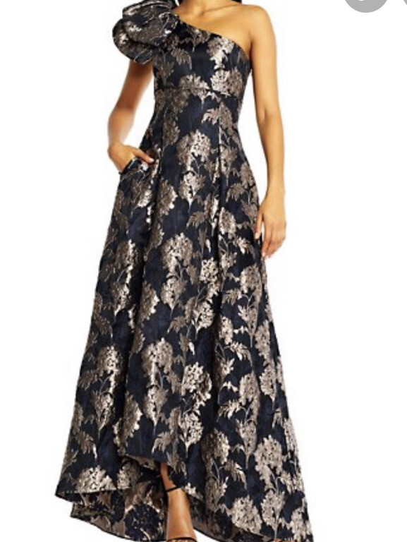 Aidan Mattox Floral One Shoulder Jacquard Gown. Size 0. | eBay