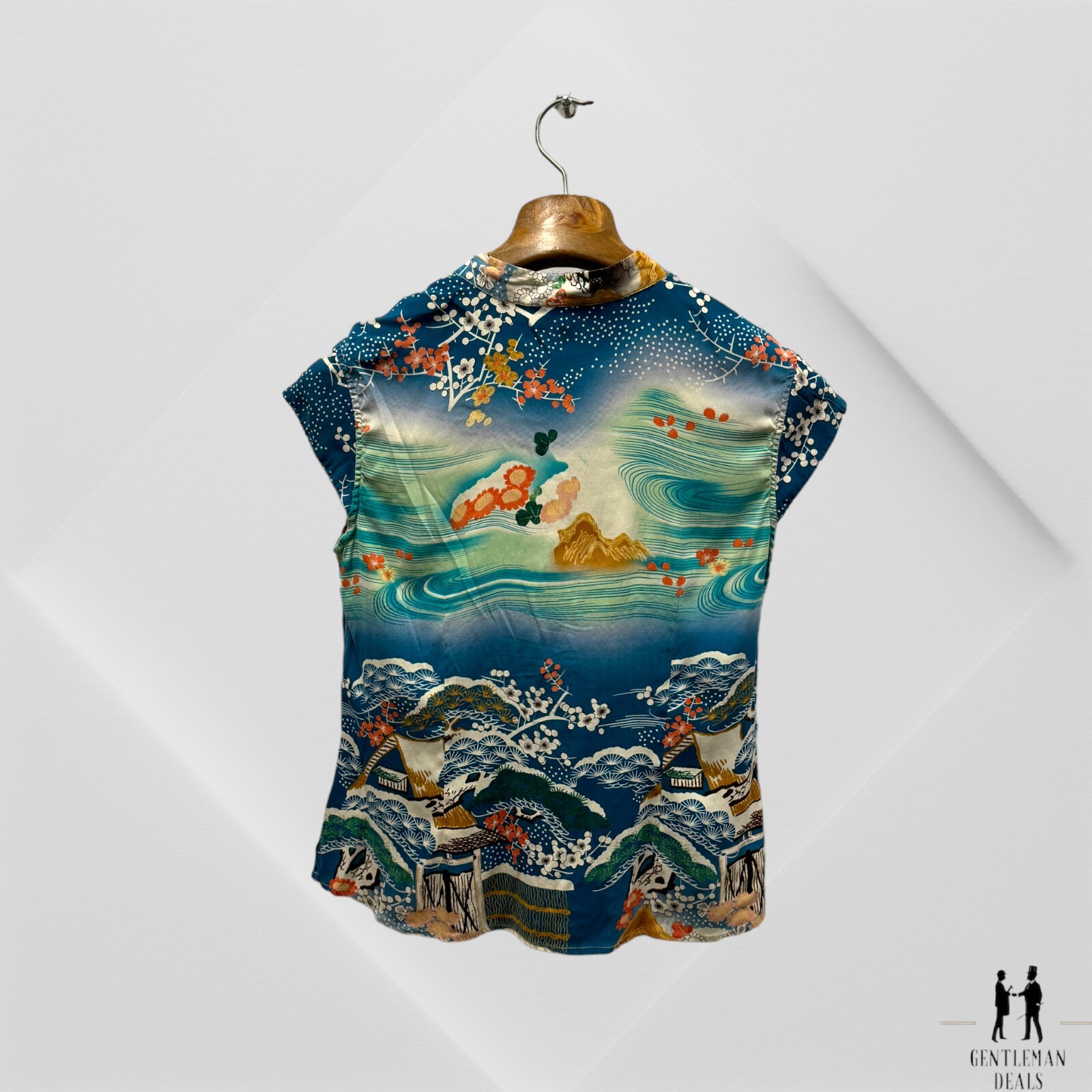 Citron Santa Monica Green Oriental Tunic Tshirt 100% Silk Spandex Top Soft M