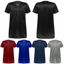 DE Herren Damen Kurz Schlafanzug Nachtwäsche Satin Kurzarm Nachthemd Schlafkleid