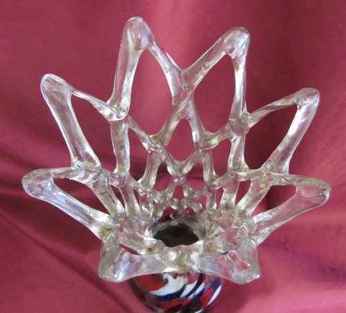 ANTIQUE LARGE ITALIAN MURANO CRYSTAL GLASS VASE HANDMADE - Picture 8 of 10