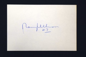 Norm Ullman Signed Large Index Card Autograph Signature Red Wings Maple Leafs