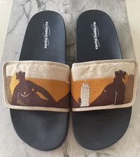 Carne Bollente Tan & Brown Embroidered Sexy Couple Pool Slides Men's Size 42