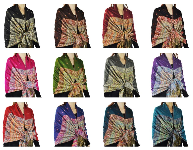 彩虹五颜六色的披肩围巾柔软厚包裹带蜜蜂图案旅行 — 第 3/3 张图片