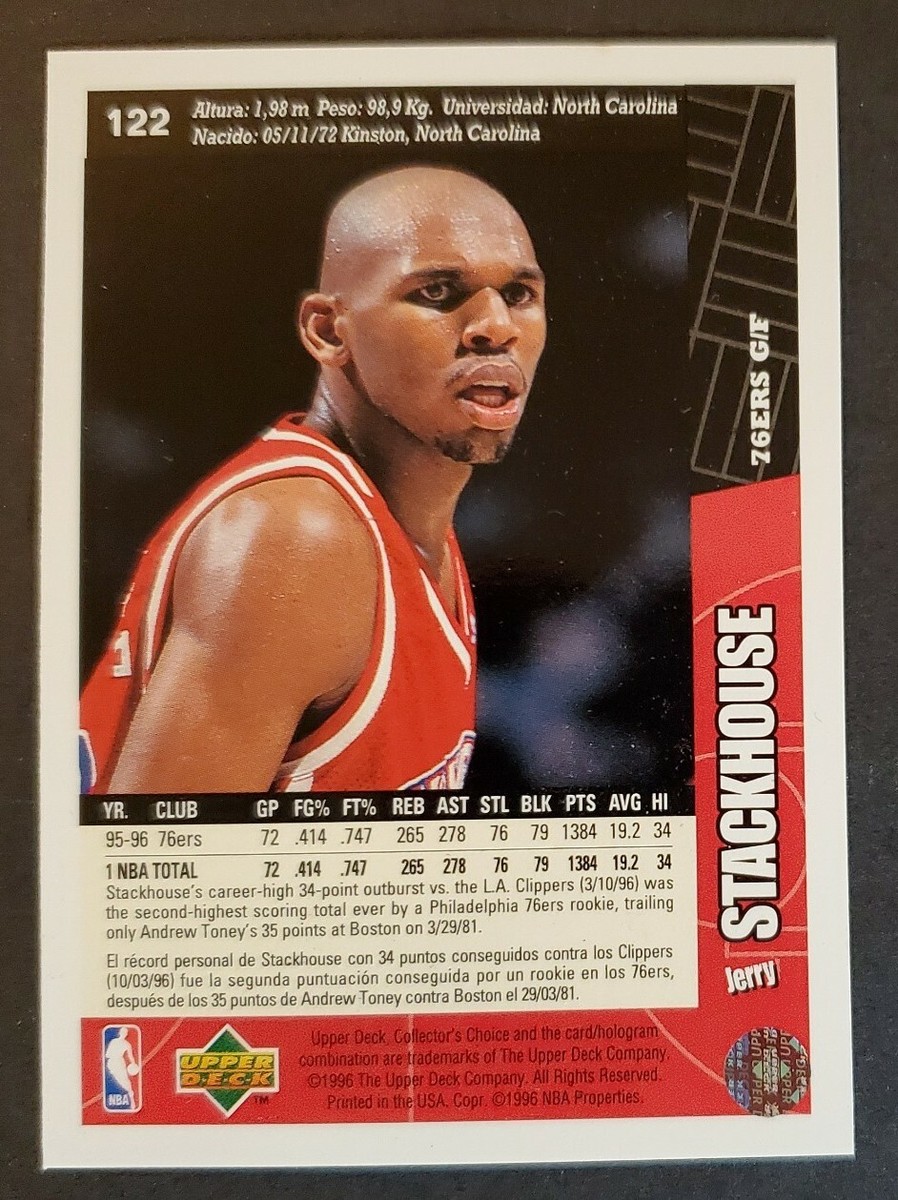 1996 Upper Deck CC #122 Jerry Stackhouse 76ERS Basketball card NM