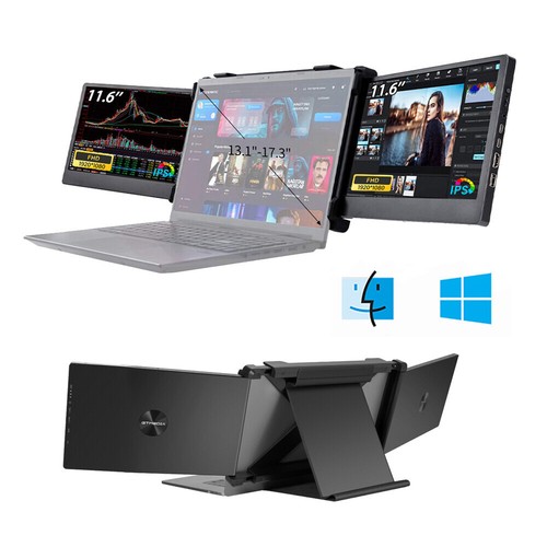 Dual tragbarer Monitor IPS dreifacher Bildschirm Extender für 13-17,3" Laptop Notebook UK - Bild 3 von 18