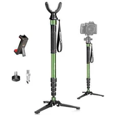 Manbily Shooting Stick Monopod with Hunting Tripod Base, G-333 (Green) US