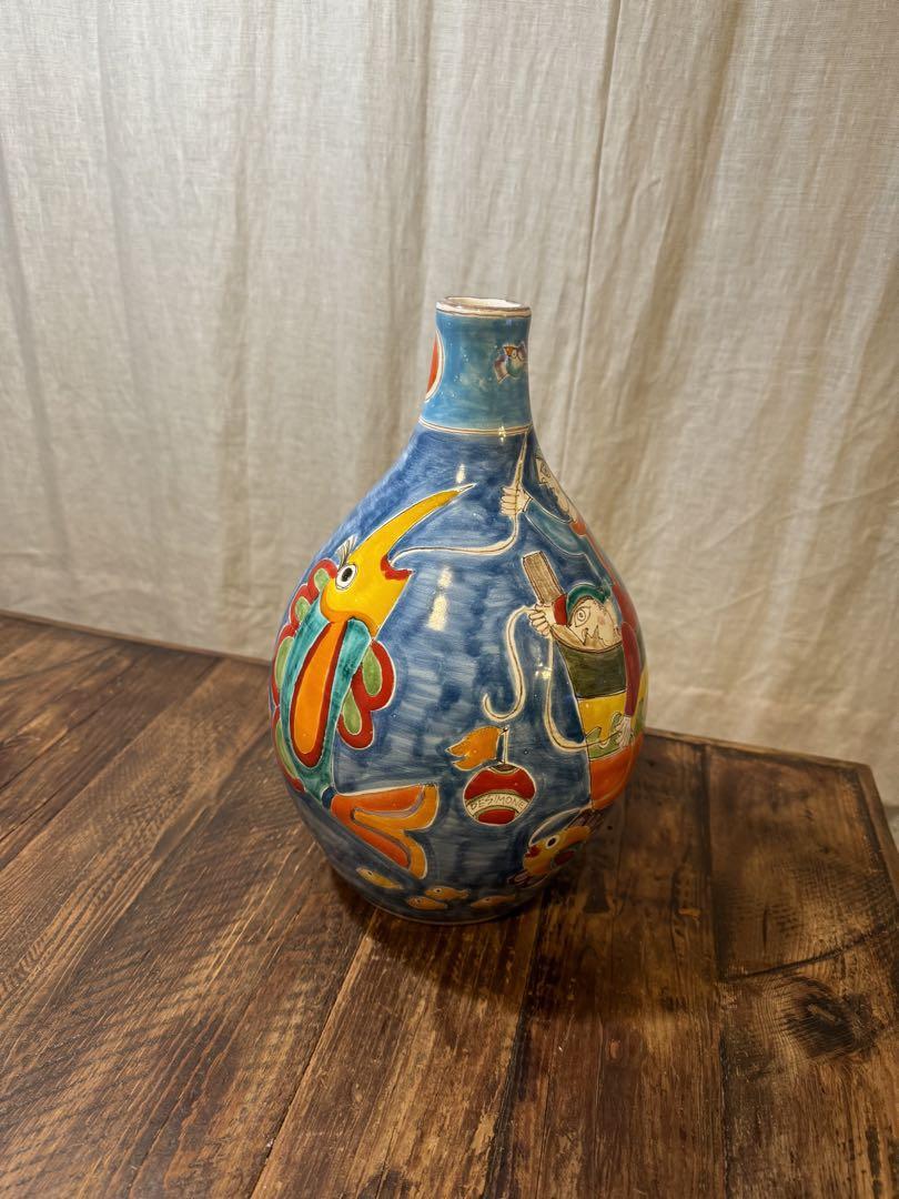 Giovanni Desimone Vase Jar Pot Painted Fishing Italy Handmade
