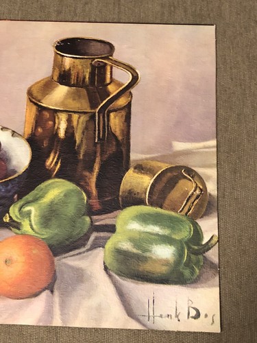 Hank Bos Still Life Fruit Bowl Litho On Cardboard 11”x14” Fruit - Picture 3 of 10