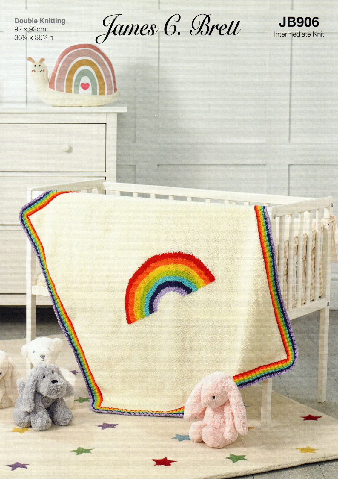 JB906 James C Brett Knitting Pattern Original Paper Leaflet DK Rainbow Blanket