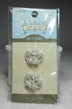 SEW-OLOGY CRYSTAL STUDDED CROWN SHANK BUTTONS NEW IN PKG 13/16" 20 MM SIZE