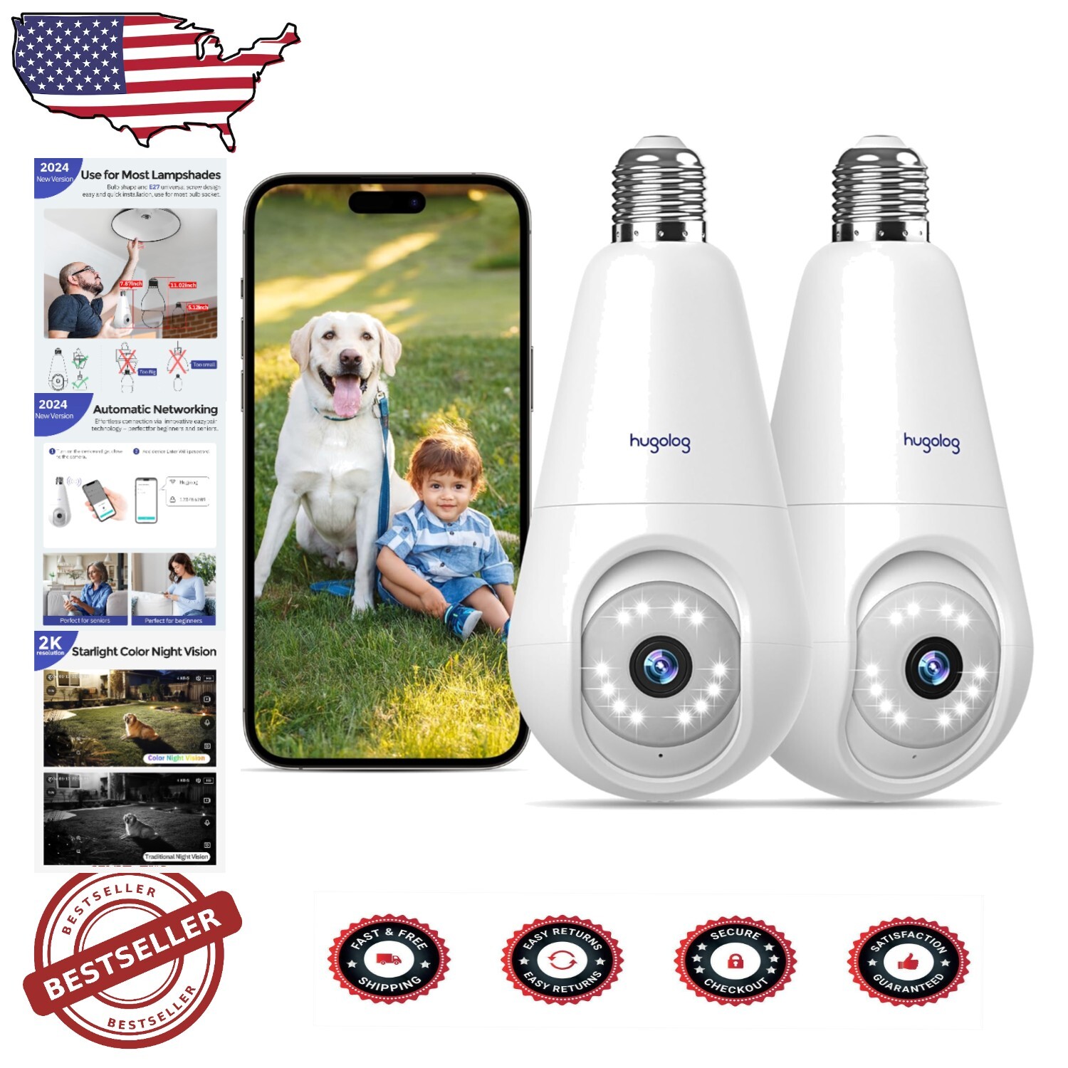 Compact and Smart 2K Wireless Security Camera with AI Alerts & Easy Installation