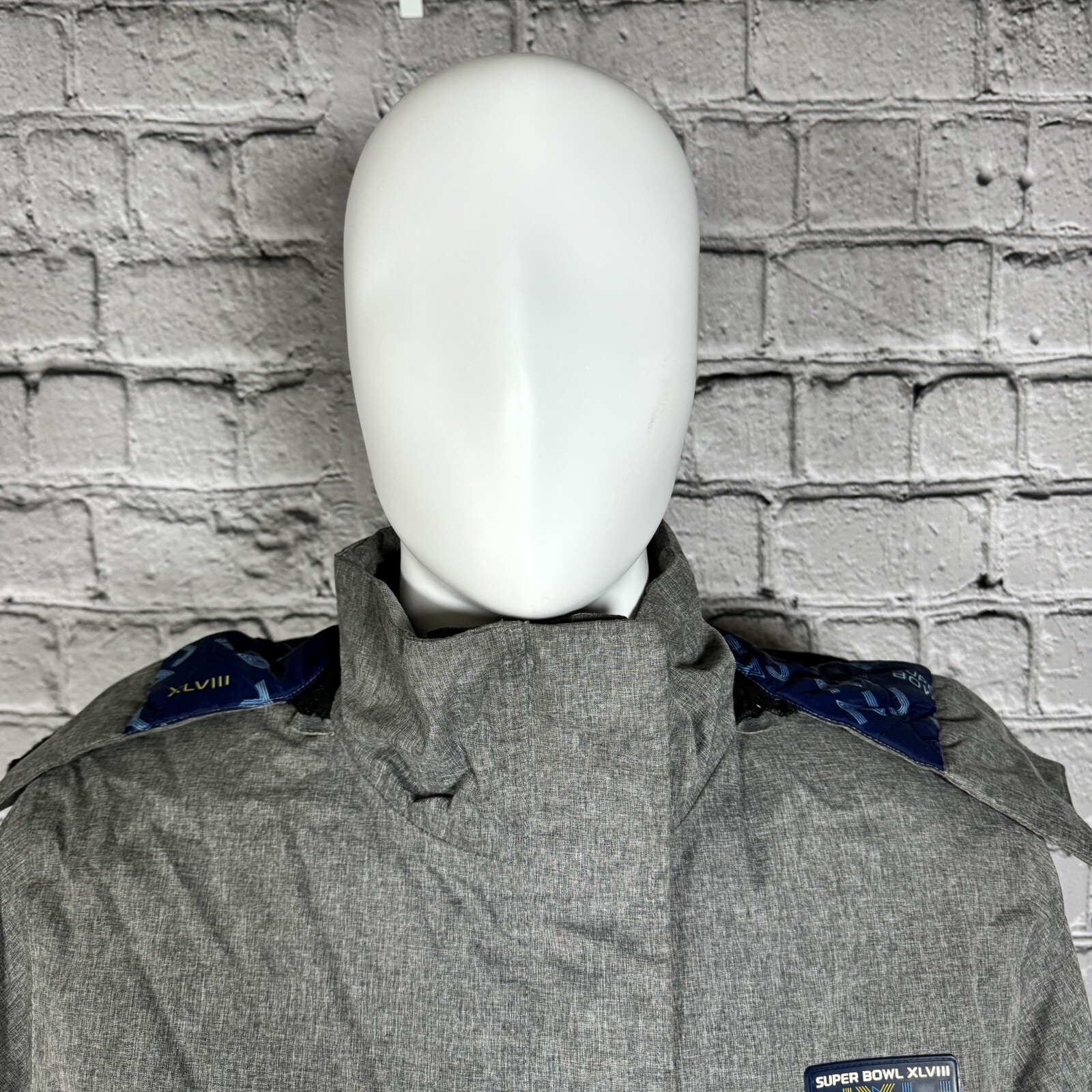 NFL Superbowl XLVIII Mens NJ/NY Jacket Coat Parka Seahawks vs Broncos Medium thumbnail 5