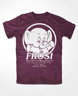 FRÖSI T-Shirt BURGUND Ostalgie Retro DDR,Ostkult,EMMY,Jungpioniere,Heft,FDJ