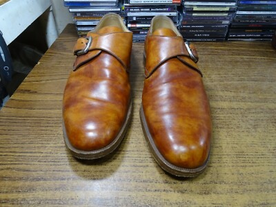 Gravati Mens 11M Leather Monk Strap Medallion Toe Oxfords  display picture 1
