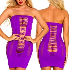 Womens Lingerie Fishnet Dress Mesh Badydoll Fishnet Bodysuit See Through Chemise