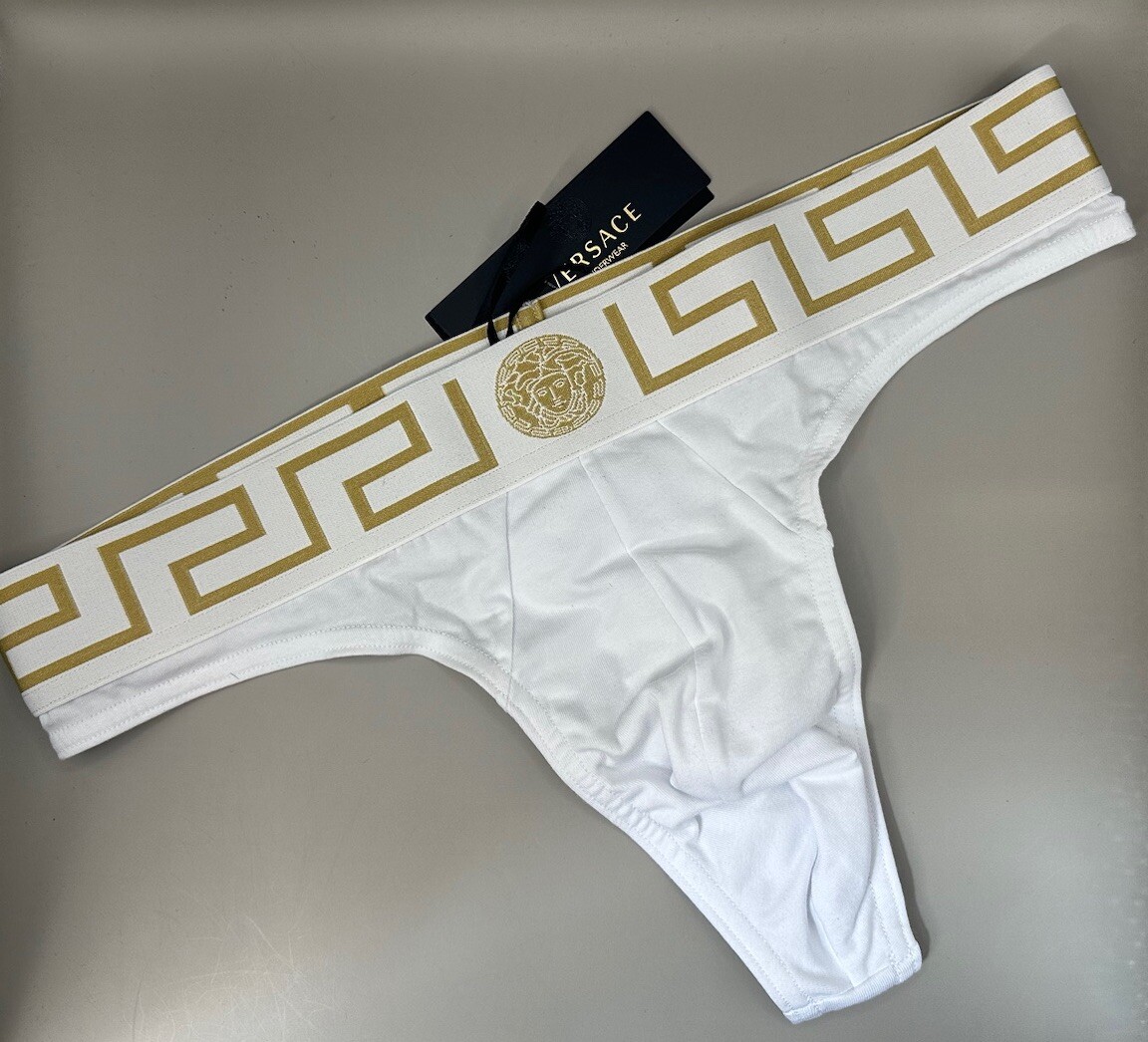 Versace Greca Iconic Thong Underwear White Men's Size (US XL