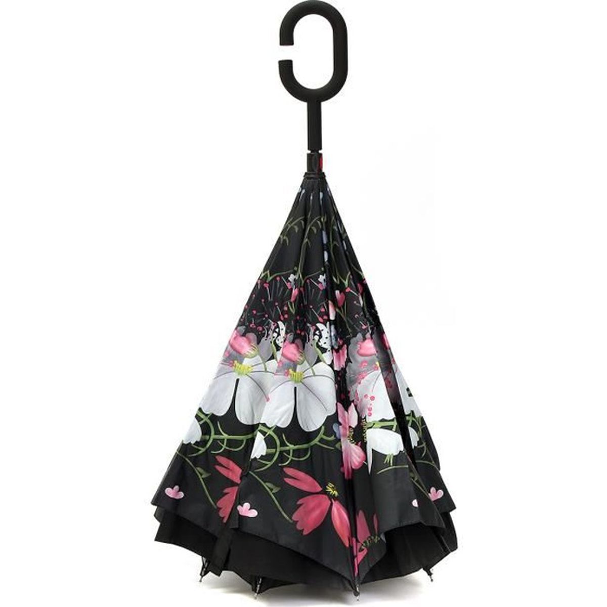 Parapluie Inversé Automatique - Design Fleur Rouge, Anti-UV, Anti-retournement, Neuf Avec étiquette
