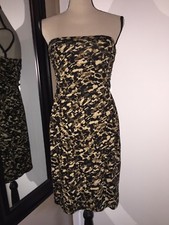 Ann Taylor Khaki/Green/Black strapless dress size 6