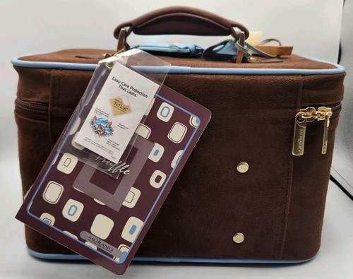 Murano Truffle Brown Suede Cosmetics Vanity Case Bag Travel Luggage New NWT - Picture 8 of 20