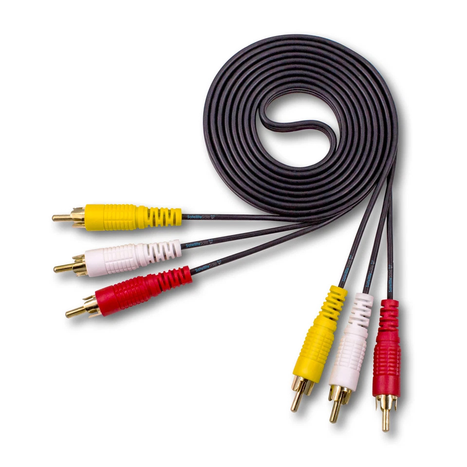 SatelliteSale AV Male to Male 3 RCA Audio Video Composite Cable Black (3 feet) - Image 3 of 4