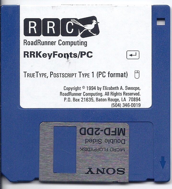 vintage software floppy - True Type Pstscript Type 1 PC format - RRC Road Runner