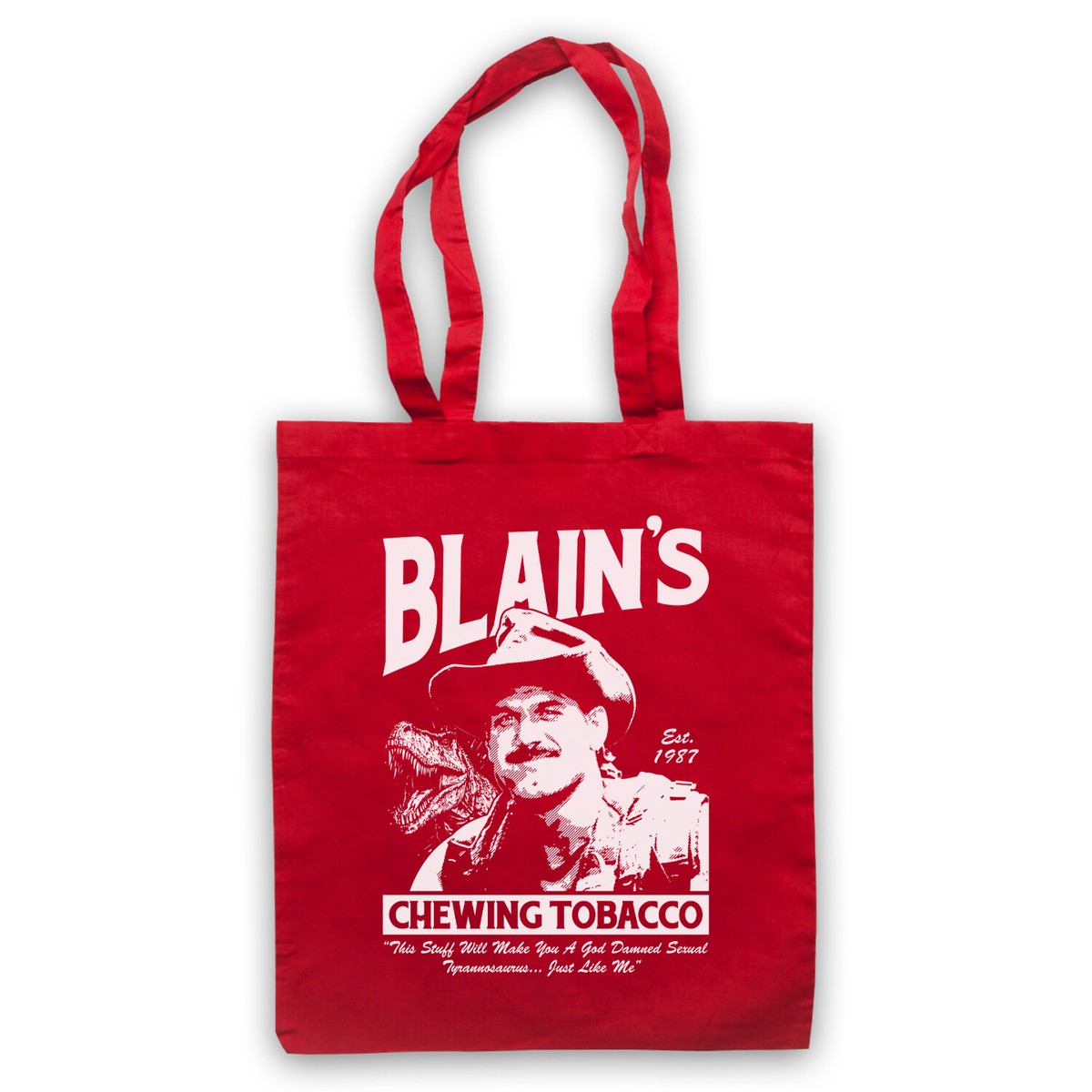 Blain's Chewing Tobacco Predator Sci Fi Ventura Parody Cotton Shopping Tote  Bag