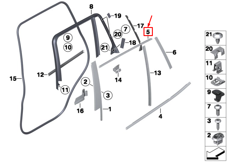 NOUVEAU COUVERCLE DE FENÊTRE DE PORTE ARRIÈRE BMW X4 F26 51357335675
