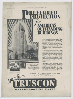 1929 Truscon Advertisement: Fisher Building, Detroit, Michigan Featured