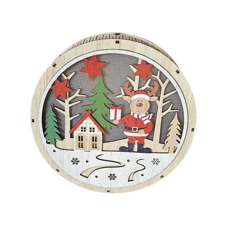 Decorazione Natalizia con Renna Rotonda in Legno con LED 23 cm, fotografia 8 di 8