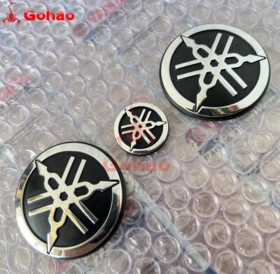 3x RACING MOTORCYCLE  FUEL TANK EMBLEM BADGE DECAL FAIRING STICKER SILVER NEW