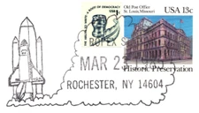 US SPECIAL POSTMARK EVENT CARD ROPEX SHOW AT ROCHESTER NY 1985 SPACE SHUTTLE C