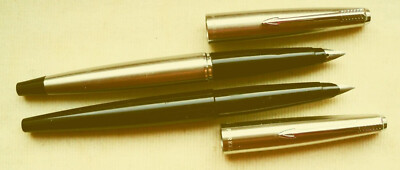 2 DIFFERERENT ''PARKER 45 '' FOUTAIN PENS,BLACK/CHROM CAP,SEE DISCRIPTION !