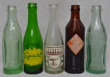 LOT Lewistown Montana Soda Bottles ACL Embossed Western Beverages Judith Squirt