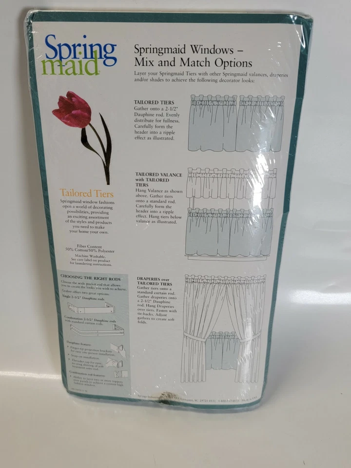 Vintage Spring Maid One Pair Of Tailored Tiers Ice Blue 30" Curtains Window - Image 4 of 4